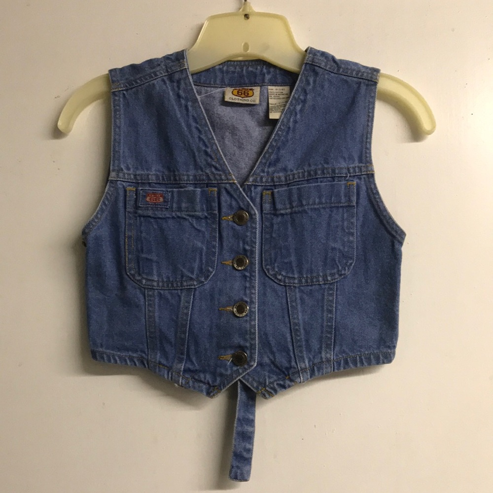 Vintage 80’s Route 66 jean short vest Sz 7/8